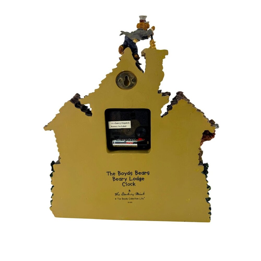 Vintage Boyds Bears Beary Lodge Clock Danbury Mint Resin 1998 Country Cabin - Picture 3 of 9